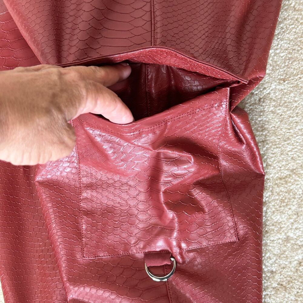 Bombshell Sportswear Red Faux Leather Jogger Track Pants - Picture 10 of 11